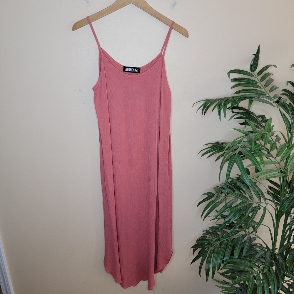NWT Audrey 3+1 | Dusty Pink Cami Spaghetti Strap Crinkled Midi Dress